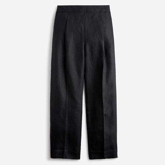 NWT J. Crew Black High-rise pleated pant in linen blend Size 0 - Picture 1 of 11